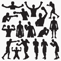 Boxing Silhouettes - Sport Action Vector Image