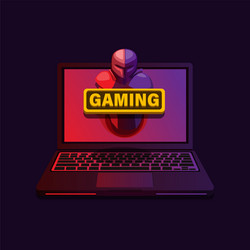 Gaming laptop with knight figure gradient light vector