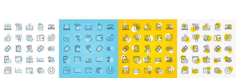 Icons set of online job contactless vector