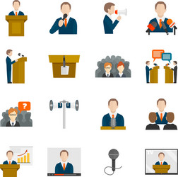 Public speaking icons set Royalty Free Vector Image