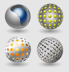 Silver ball business icon collection vector