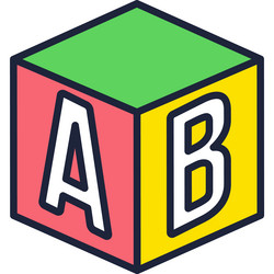 abc icon blocks cube toy letter isolated vector