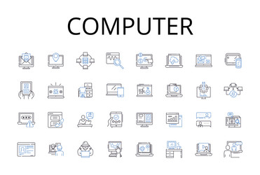 computer line icons collection laptop desktop vector