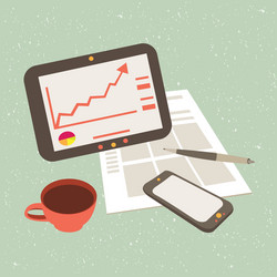 tablet computer with statistics on the screen vector image