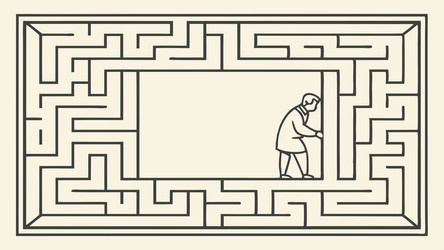 man lost in maze puzzle design generative ai vector image
