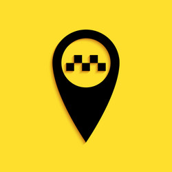 Black map pointer with taxi icon isolated vector