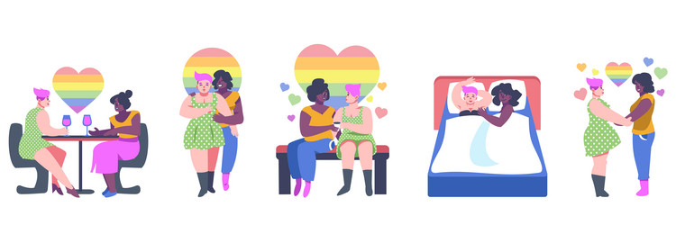 Of cartoon lgbt community girl sits Royalty Free Vector