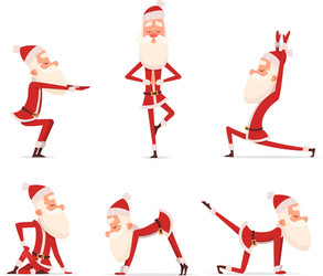 Santa's Yoga Poses - Christmas Vector Image