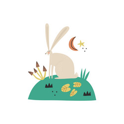 cartoon hare character hand vector