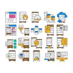 database administrator computer icons set vector image