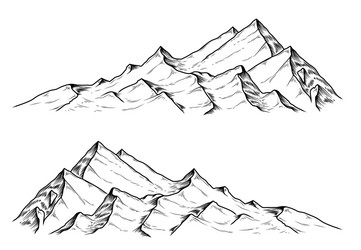 Hand drawn the mountains vector