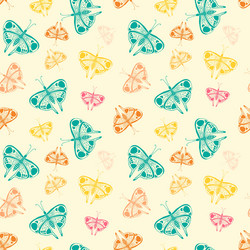 Pattern with butterflies of random size and color vector