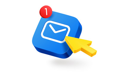 pressing on a new message button 3d icon vector image
