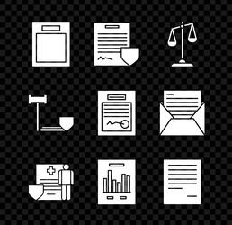 set empty form contract with shield scales vector image