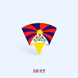 tibet flag map pointer design with shadow vector image
