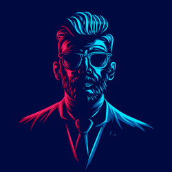 Undercut pompadour man logo line pop art portrait vector