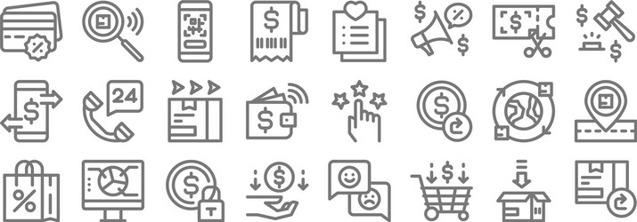 Ecommerce line icons linear set quality vector