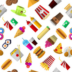 Fast food snacks and drinks seamless background Vector Image