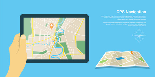 Map gps navigation phone application Royalty Free Vector