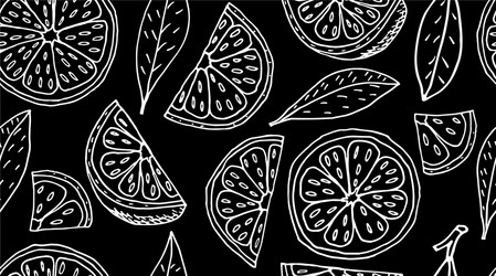 Lemon tree seamless pattern hand drawn Royalty Free Vector