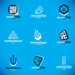 Set of microprocessor scheme abstract logotypes vector