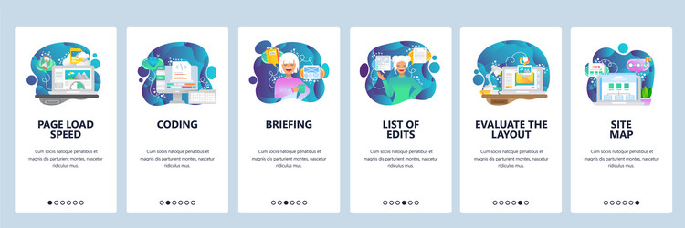 mobile app onboarding screens web page loading vector