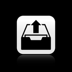 Black upload inbox icon isolated on vector