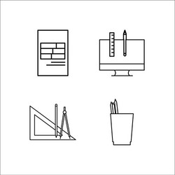 design and studio simple linear icon setsimple vector image