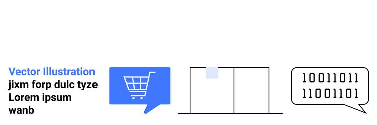 e-commerce data analysis binary code simplified vector image