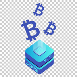 Mining bitcoin server icon in isometric style vector