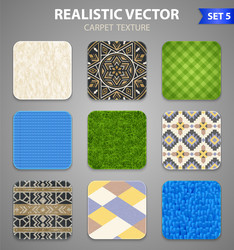 Realistic carpet texture pattern set Royalty Free Vector