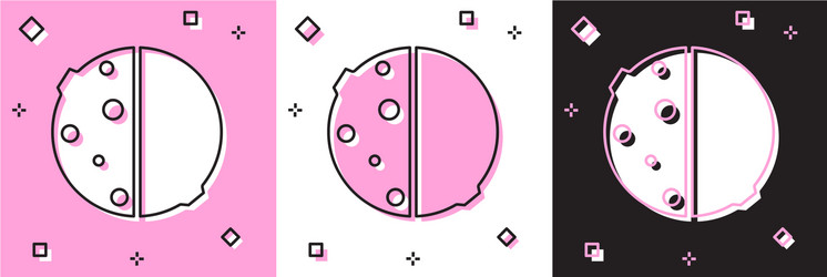 set eclipse sun icon isolated on pink vector