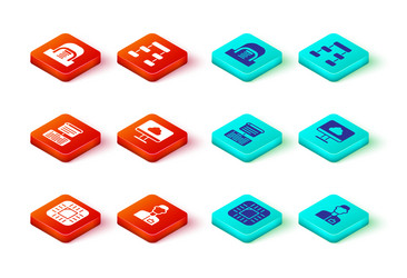 set processor with cpu analyst engineer server vector image