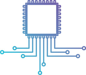 cpu microprocessor icon in color gradient vector