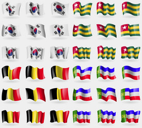 korea south togo belgium khakassia set of 36 flags vector