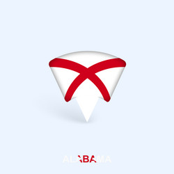 alabama flag map pointer design with shadow vector image