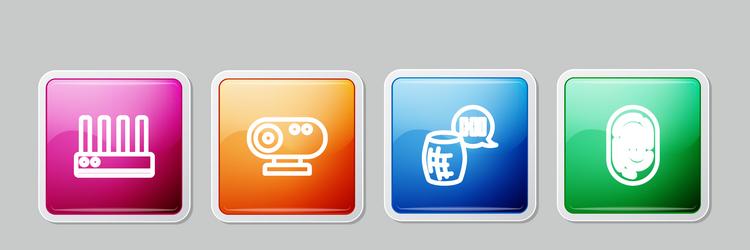 set line router and wi-fi signal web camera vector image
