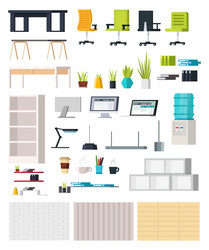 Office interior elements collection vector