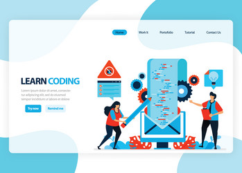 homepage for learning programming and coding vector image