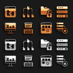 Set server data web hosting and gear loading vector