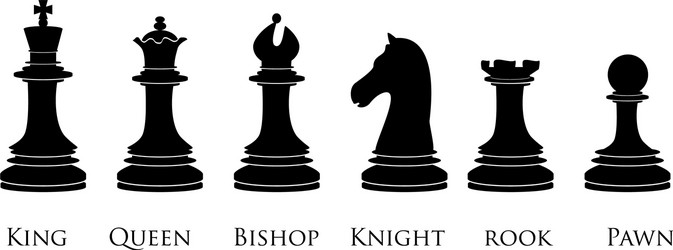 Black chess pieces with names Royalty Free Vector Image