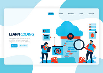 homepage for learning programming and coding vector image