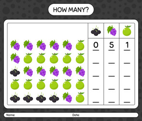 How many counting game with fruit worksheet vector