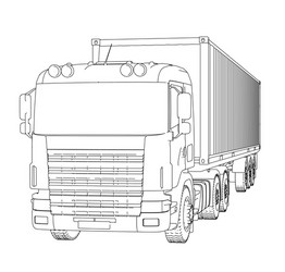 Logistic by container truck vector