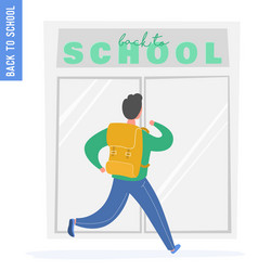 school boy running with backback to vector