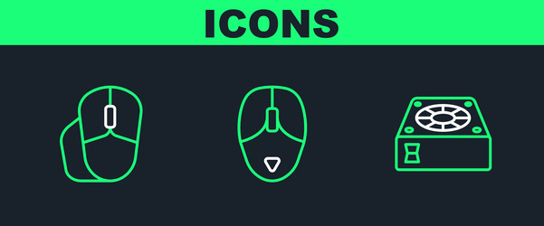 set line computer cooler mouse and icon vector image