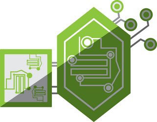 computer circuit hexagon electronic component vector image