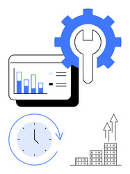 data analysis tools with growth icons clock vector image