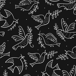 Doves seamless pattern for your design vector