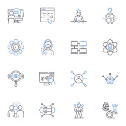 interrelation line icons collection connection vector image